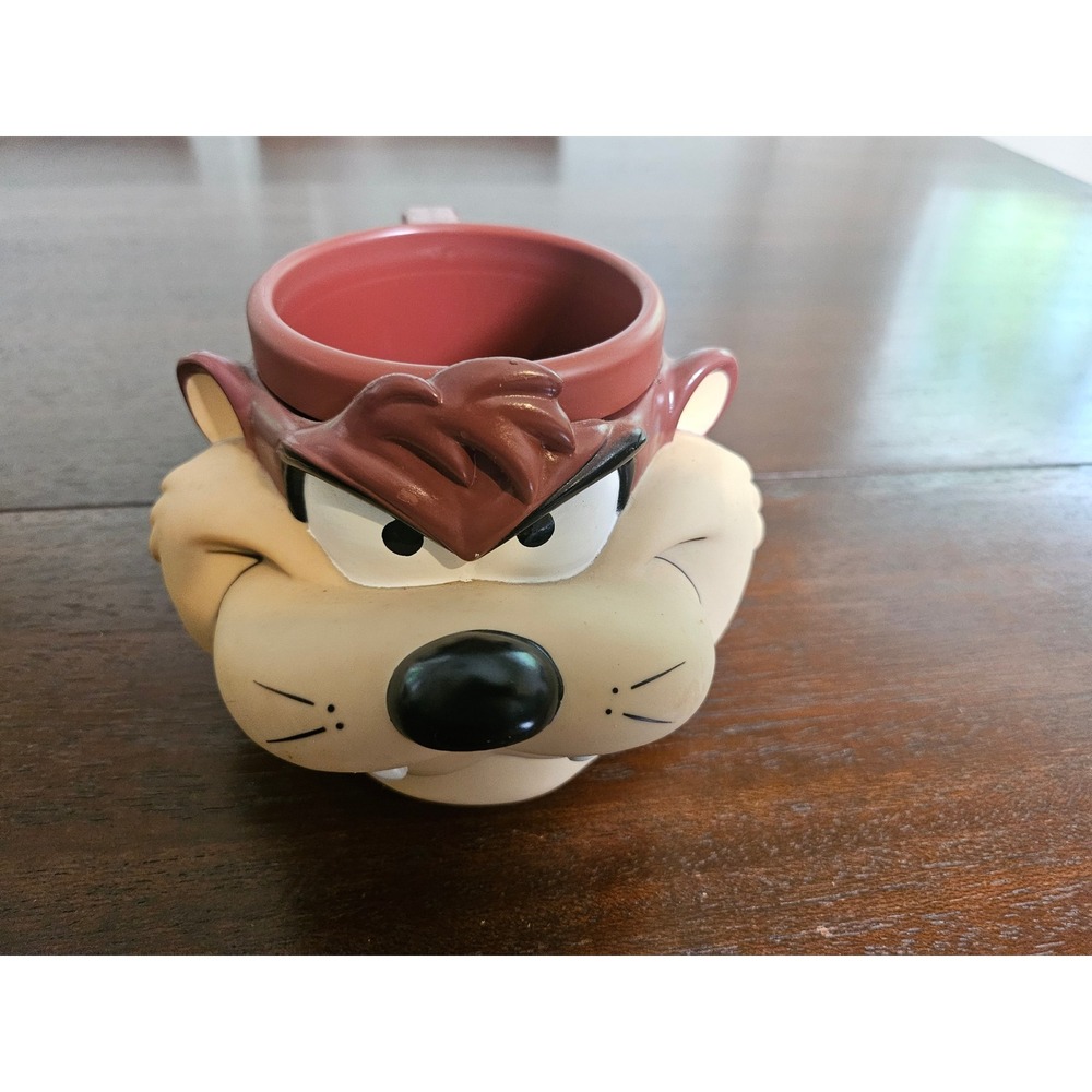 Looney Tunes Taz Mug Kids Brown 1992 Vintage Tasmanian Devil 3D Plastic Cup
